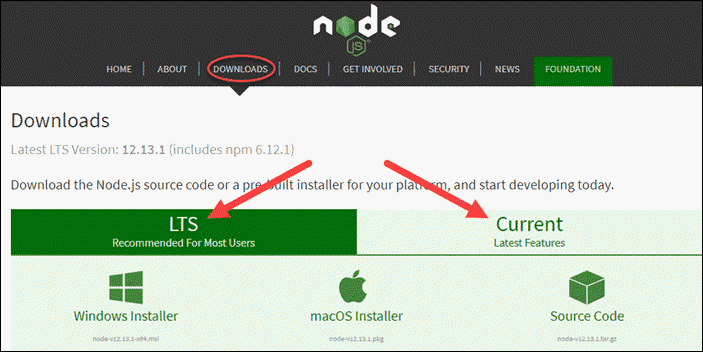 Install node js windows